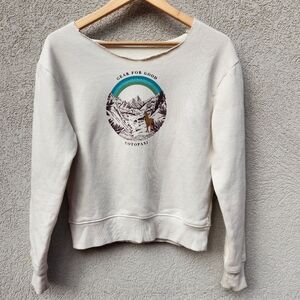 COTOPAXI Womens Traveling Llama Organic Crew Sweatshirt Small Cream Off Shoulder